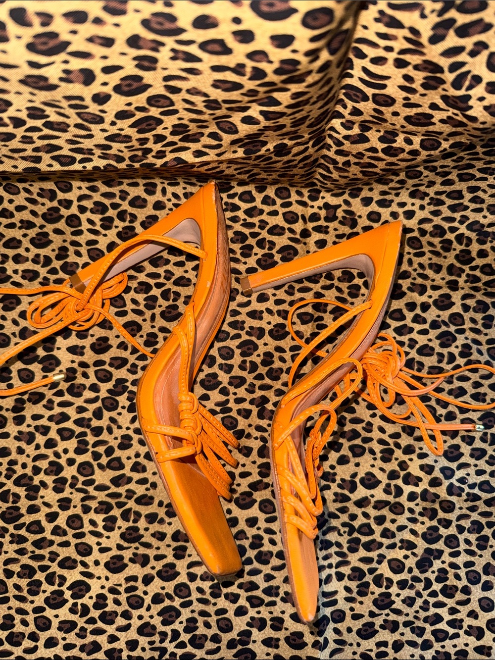SCHUTZ Orange Lace-Up Strappy Heels - Picture 2 of 5